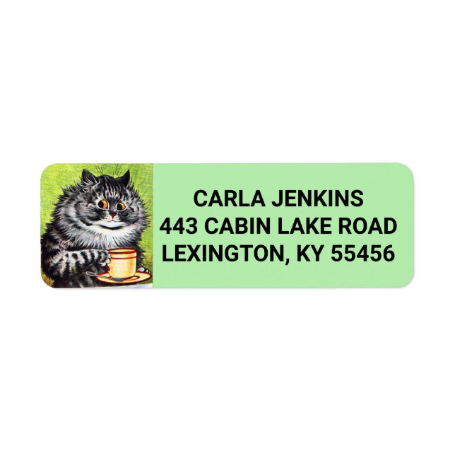 COFFEE CAT LOUIS WAIN ART Return Address Labels (Front)
