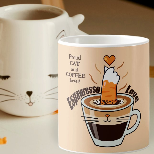 Coffee Cat Lover Rustic Neutral Tones Funny Coffee Mug (Creator Uploaded)