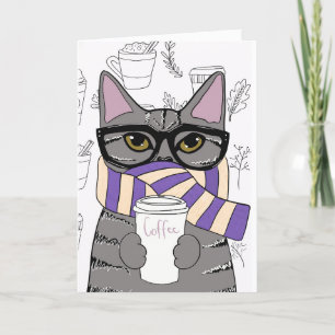 COFFEE CAT MEOWY CHRISTMAS CARD
