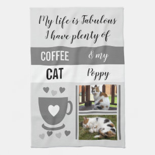 Coffee cat pet life is fabulous photos grey white kitchen towel