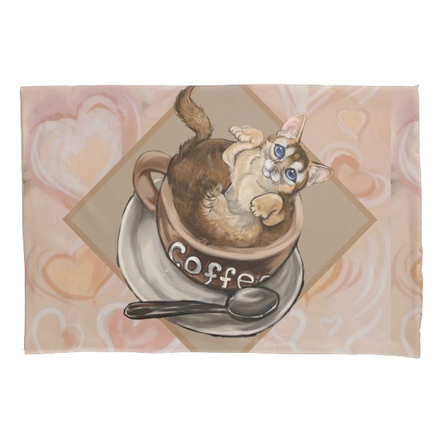 Coffee Cat Pillow Case (Front)