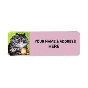 COFFEE CAT PINK Return Address Labels