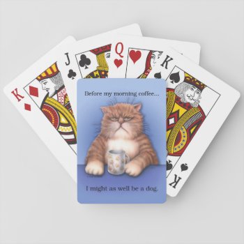 Coffee Cat Playing Cards by gailgastfield at Zazzle
