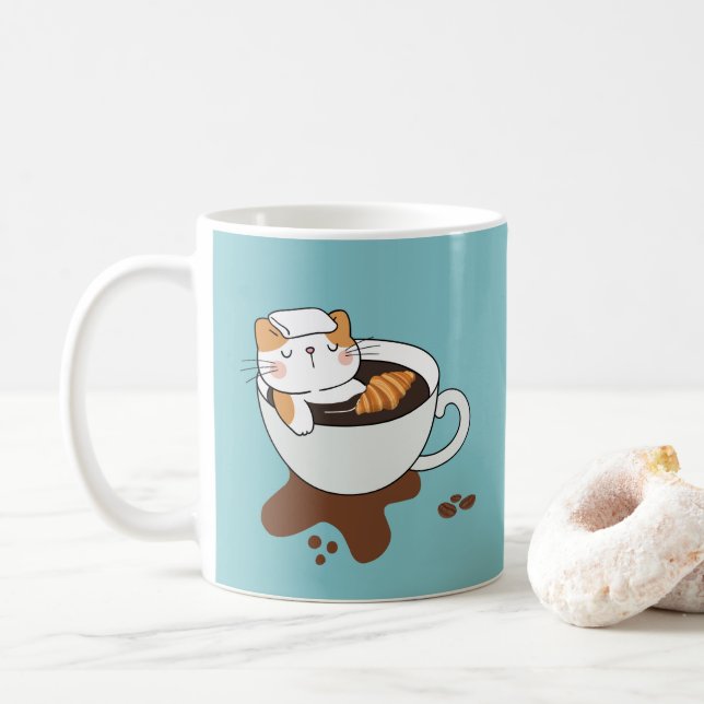 Coffee Cat Spa Coffee Mug (With Donut)