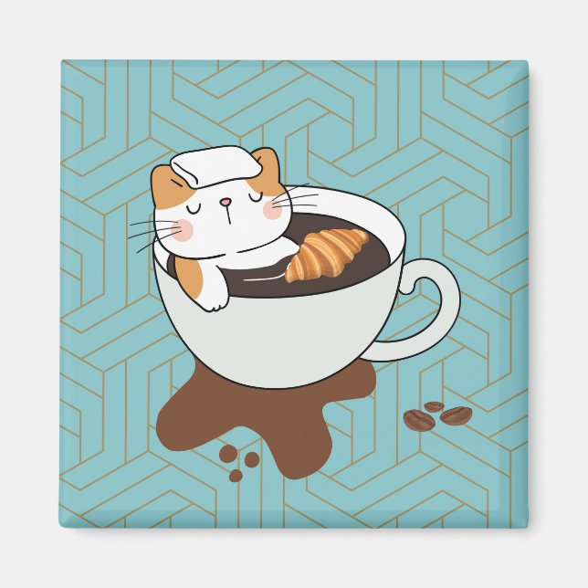  Coffee Cat Spa Magnet (Front)