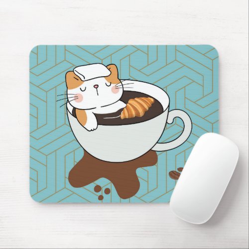 Coffee Cat Spa Mouse Pad