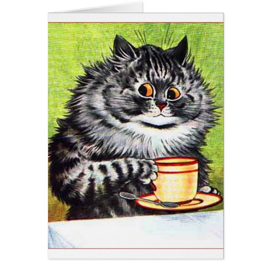 Coffee Cat (Vintage Image) Cards (Front)