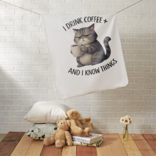 Coffee Cat Wisdom Baby Blanket