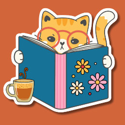 Coffee, Cats, and Classics Waterproof  Sticker