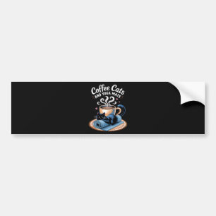 Coffee Cats and Yoga Mats Funny Cat Yoga Bumper Sticker