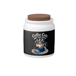 Coffee Cats and Yoga Mats Funny Cat Yoga Candy Jar