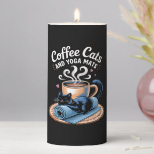 Coffee Cats and Yoga Mats Funny Cat Yoga Pillar Candle