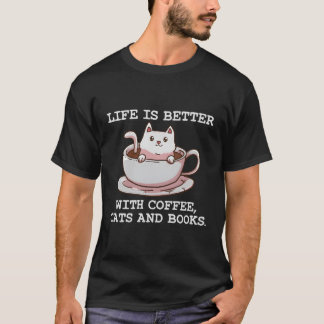 Coffee Cats Book Gift T-Shirt