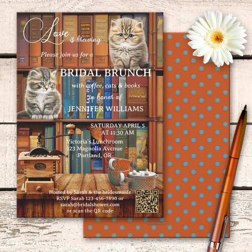 Coffee Cats Books Bridal Brunch Invitation