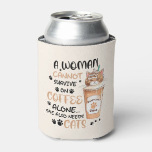Coffee & Cats – Cute Kawaii Art Can Cooler