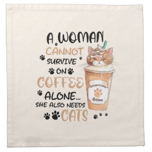 Coffee & Cats – Cute Kawaii Art Cloth Napkin