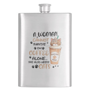 Coffee & Cats – Cute Kawaii Art Flask