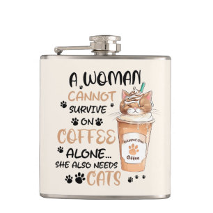 Coffee & Cats – Cute Kawaii Art Flask