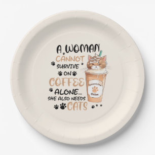 Coffee & Cats – Cute Kawaii Art Paper Plates