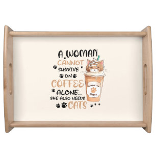 Coffee & Cats – Cute Kawaii Art Serving Tray