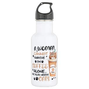 Coffee & Cats – Cute Kawaii Art Stainless Steel Water Bottle
