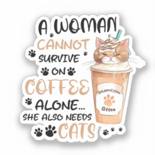 Coffee & Cats – Cute Kawaii Art Sticker