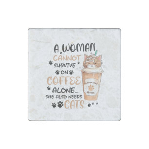 Coffee & Cats – Cute Kawaii Art Stone Magnet