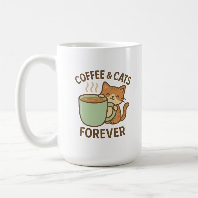 Coffee & Cats Forever Cute Cat Mug ☕🐾 (Left)