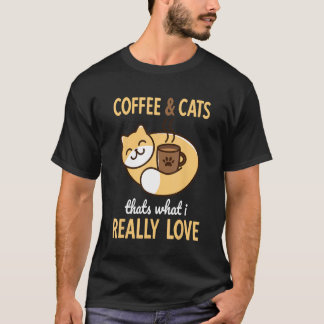 Coffee & Cats Funny Cat T-Shirt