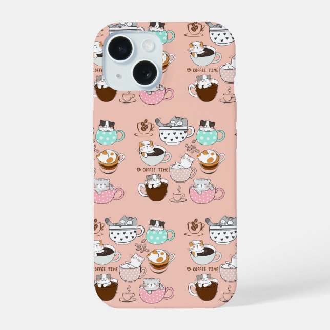 Coffee Cats Funny Iphone Case (Back)
