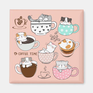  Coffee Cats Funny Magnet
