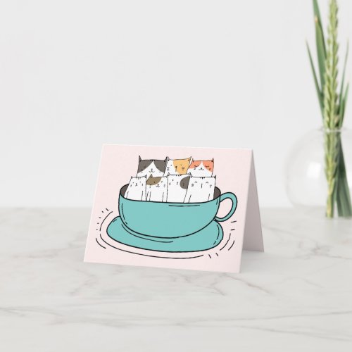 Coffee Cats Getting Together note Card