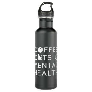 Coffee Cats Mental Health Anxie Coffee Drinker Stainless Steel Water Bottle