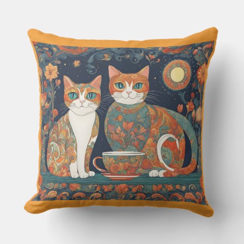 coffee cats outdoor pillow