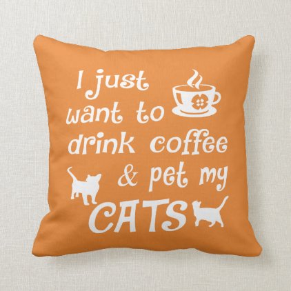 Coffee &amp; Cats Throw Pillow