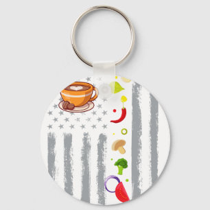 coffee ccoking- Vintage USA American Flag for cook Keychain