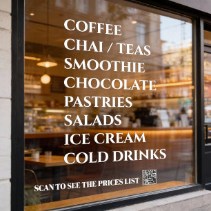 Coffee Chai Tea Salads Bakery Menu Window Decal