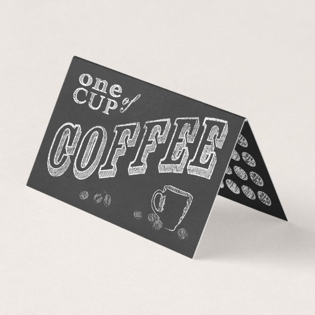 coffee chalkboard folded loyalty stamp card (Front)