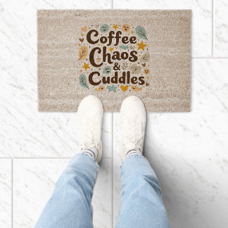 Coffee, Chaos, & Cuddles Fiber Doormat