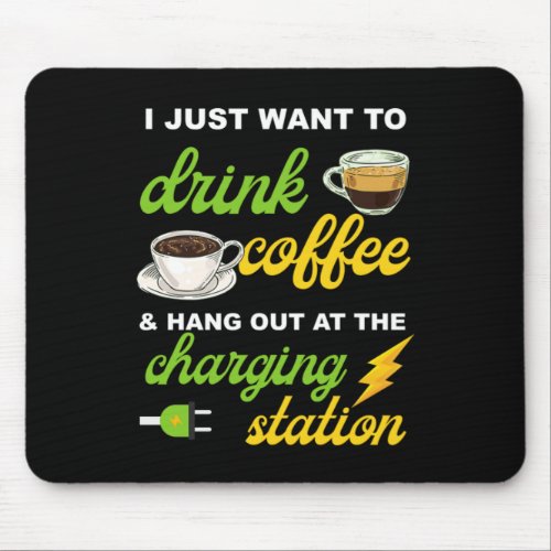 Coffee Charging Station Electric Car Vehicle Gift Mouse Pad