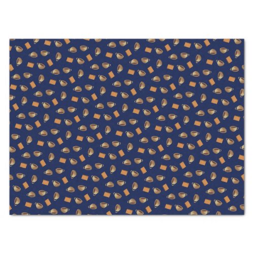 Coffee  Chocolate Biscuits Pattern Navy Blue Food Tissue Paper