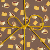 Coffee and Chocolate Biscuits Pattern Brown Food Wrapping Paper