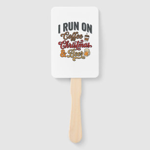 Coffee Christmas Beer Holiday Drinking Design Hand Fan