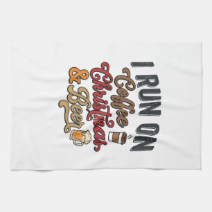 Coffee Christmas Beer Holiday Drinking Design Kitchen Towel