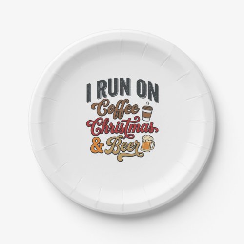 Coffee Christmas Beer Holiday Drinking Design Paper Plates