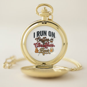 Coffee Christmas Beer Holiday Drinking Design Pocket Watch