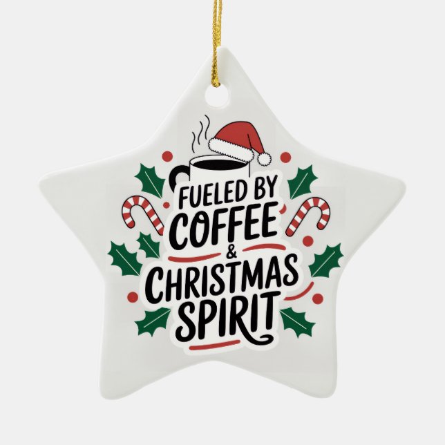 Coffee & Christmas Spirit — Star Ornament (Front)