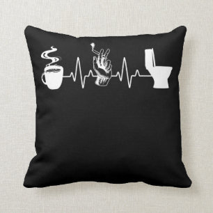 Coffee Cigaret Toilet Humor Smoker Throw Pillow