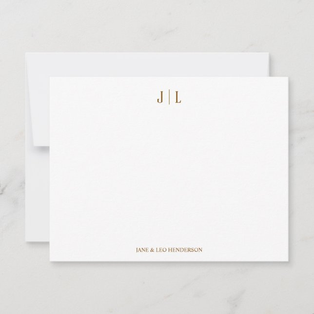 Coffee Classic Custom Monogram Couple Wedding Note Card (Front)