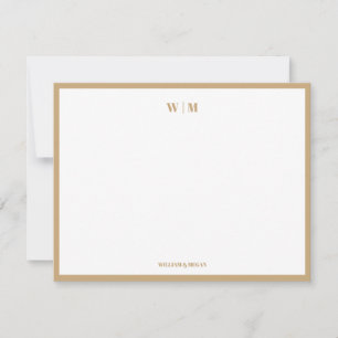 Coffee Classic Monogram Custom Couple Wedding  Note Card